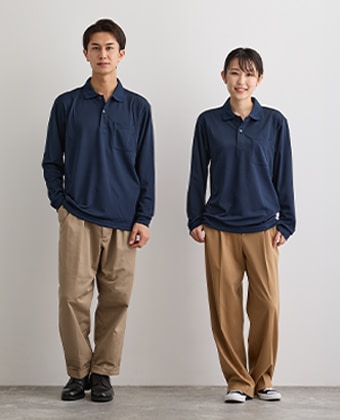 ドライ長袖ポロシャツ（ポケット付）