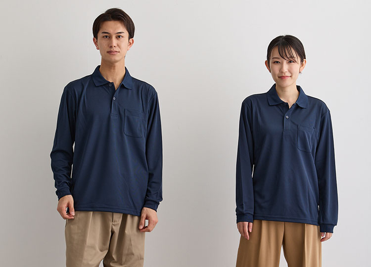 ドライ長袖ポロシャツ(ポケット付)